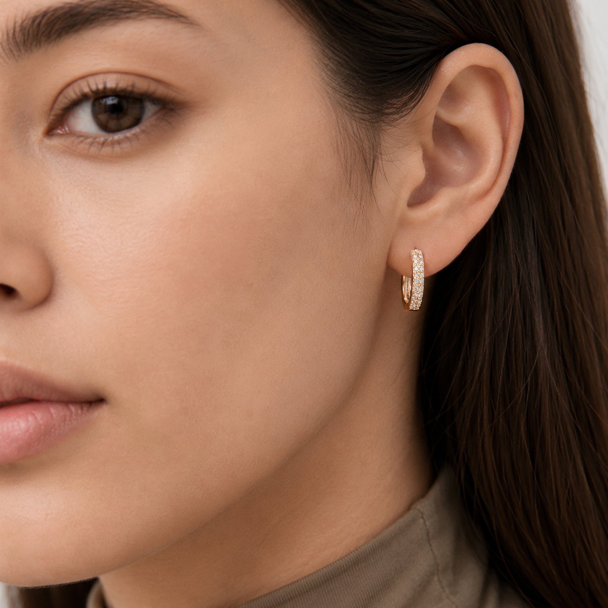 Gold-Plated Zircon Huggie Hoop Earrings