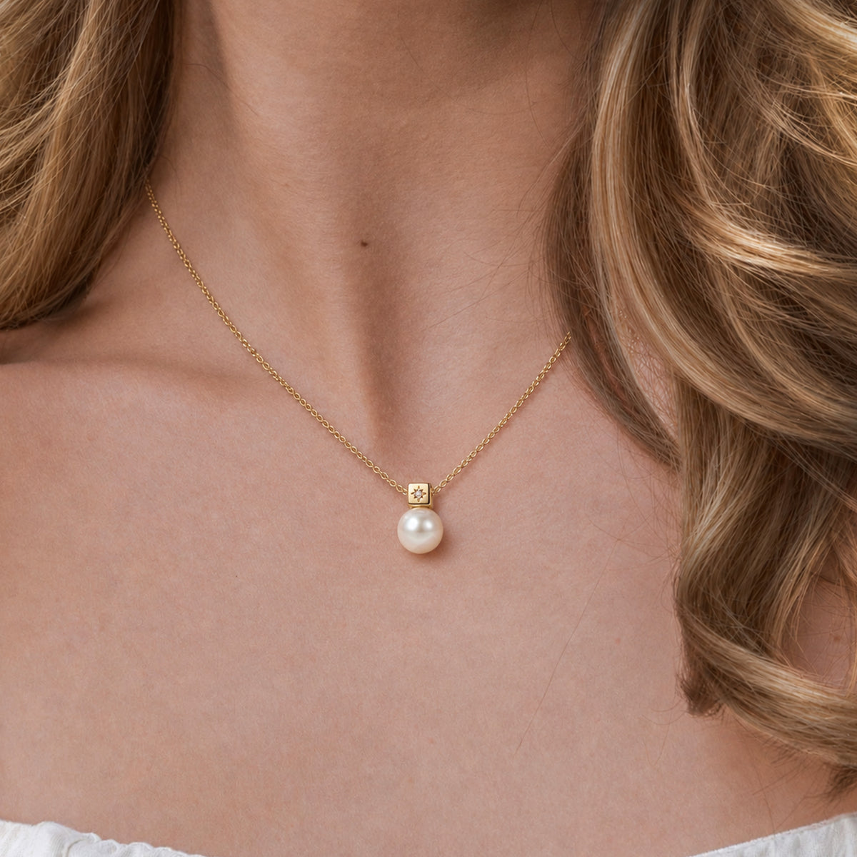 Gold-Plated Sterling Silver Pearl Pendant Necklace