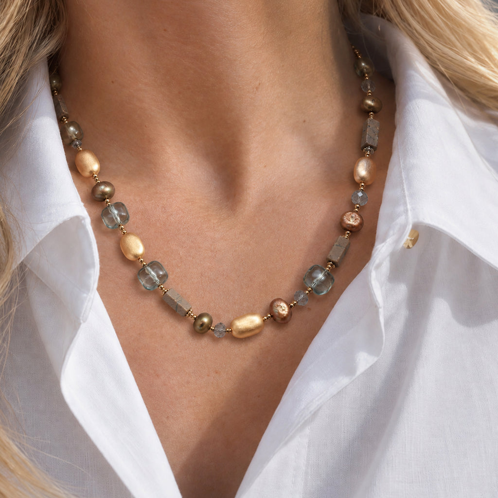 Freshwater Pearl Natural Stone Beaded Necklace