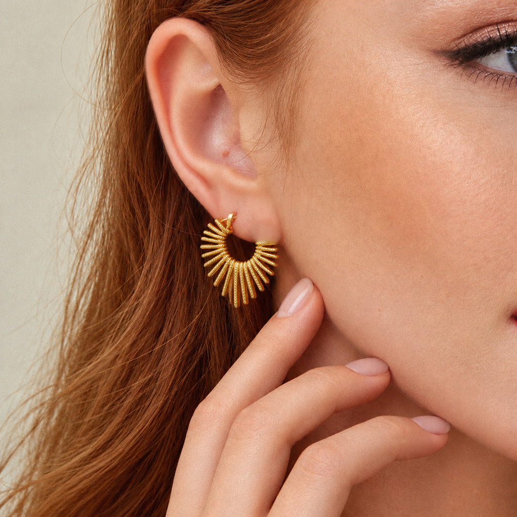 Textured Sunburst Hoop Earrings