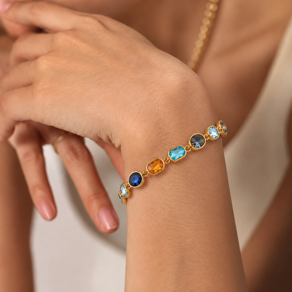 Gold-Plated Multicolor Crystal Bracelet