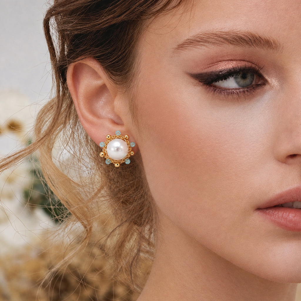 Gold-Plated Freshwater Pearl Stud Earrings