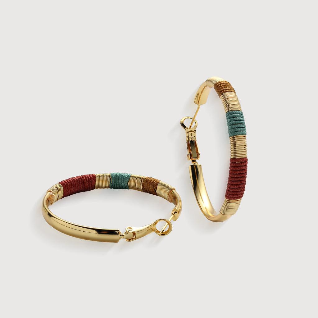 Multicolor Wrapped Hoop Earrings