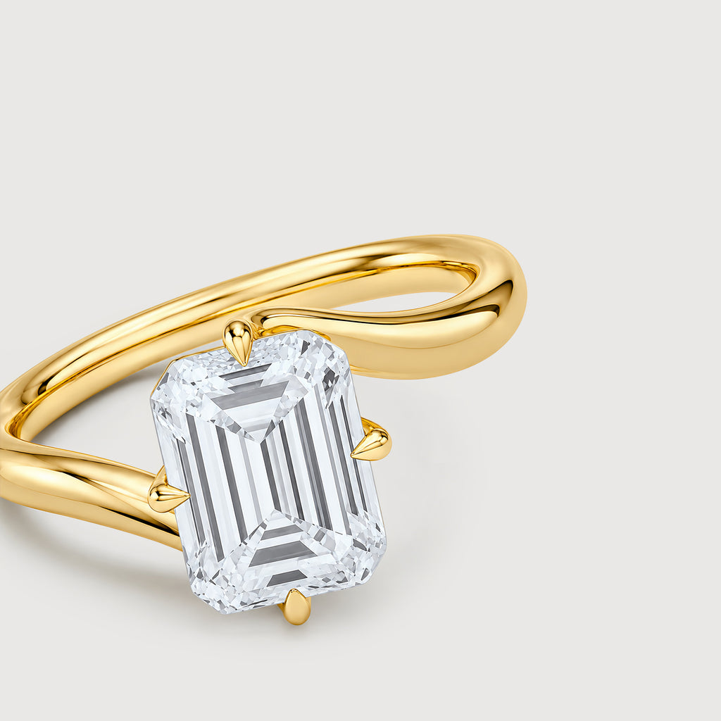 18K Gold-Plated S925 Emerald-Cut Zircon Ring