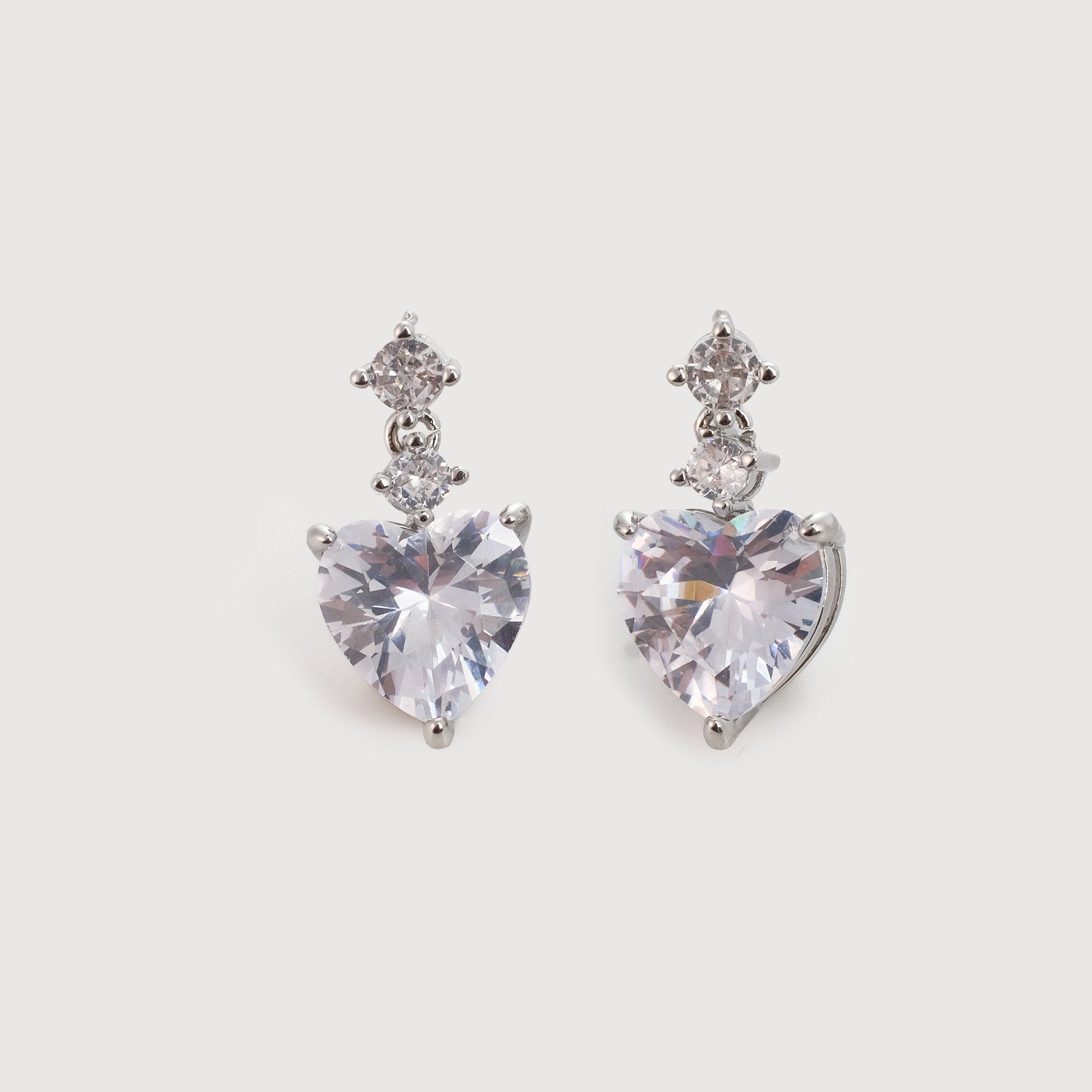 Heart-Cut Zircon Drop Stud Earrings