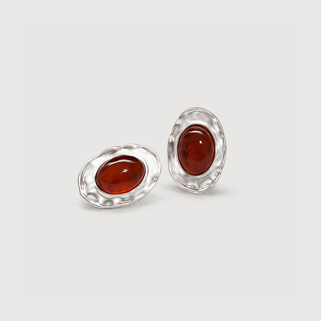 Tiger Eye Oval Stud Earrings