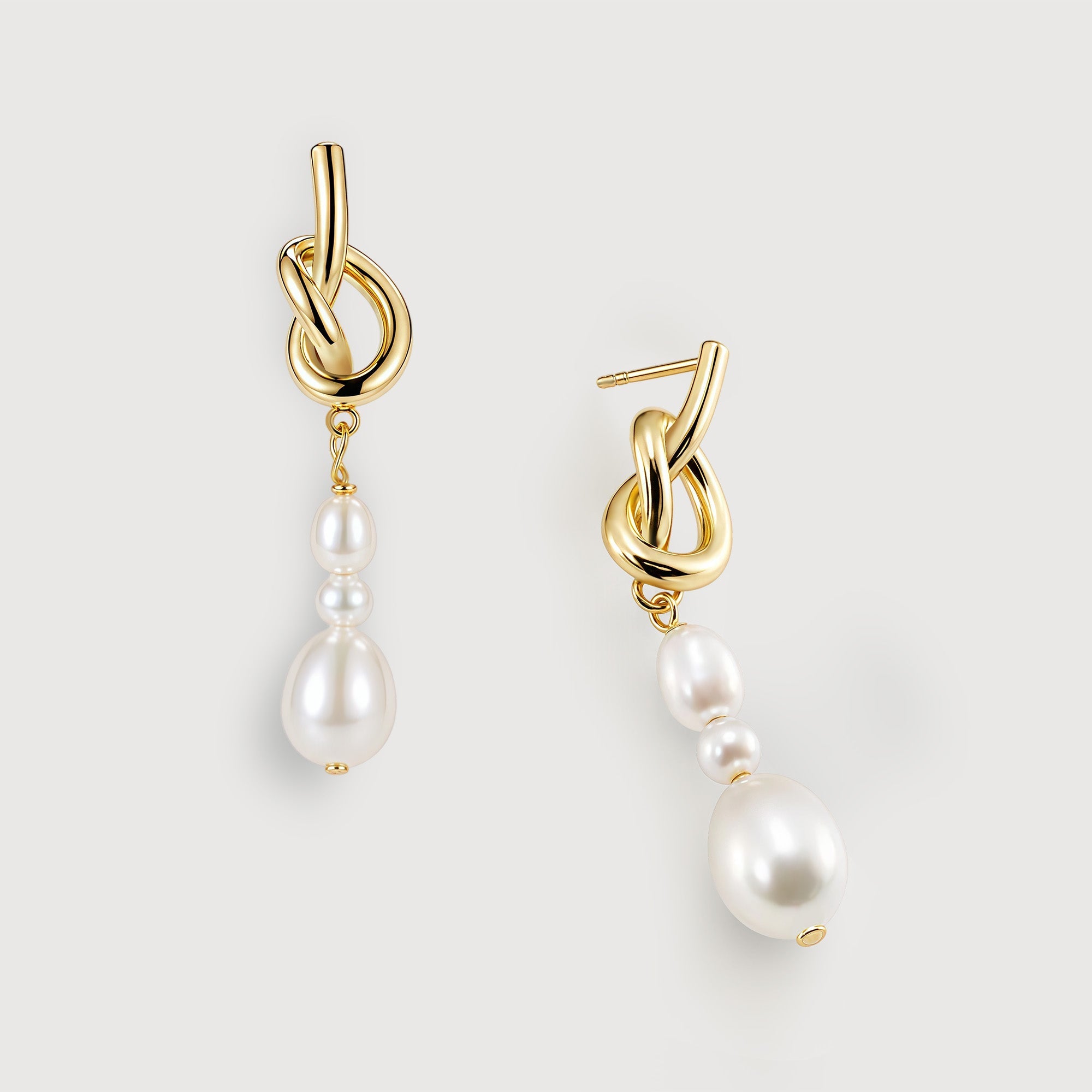 Sculptural Knot Pearl Drop Earrings
