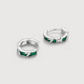 S925 Bamboo Leaf Hoop Earrings with Green Accents
