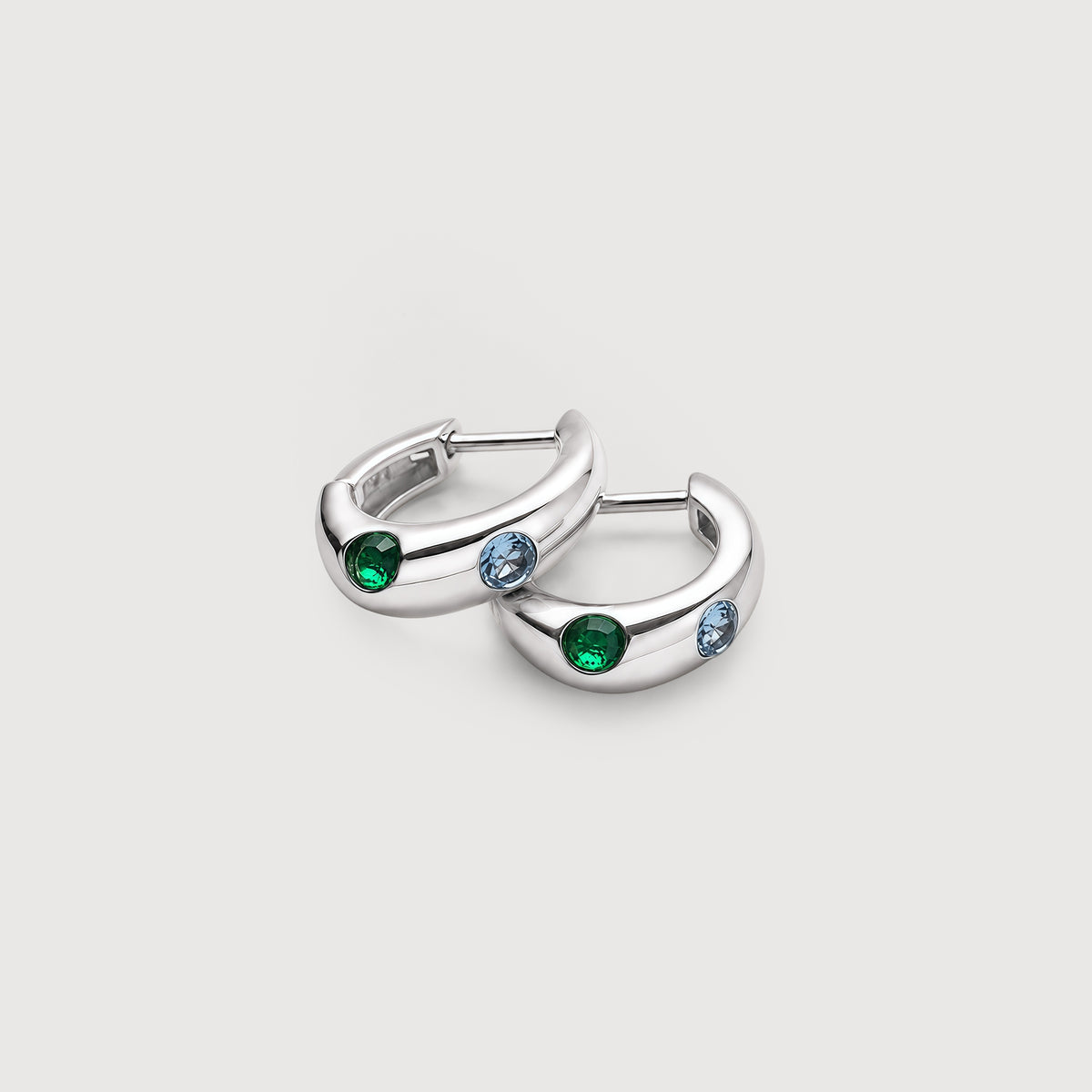 Multicolor Zircon Wide Huggie Hoop Earrings