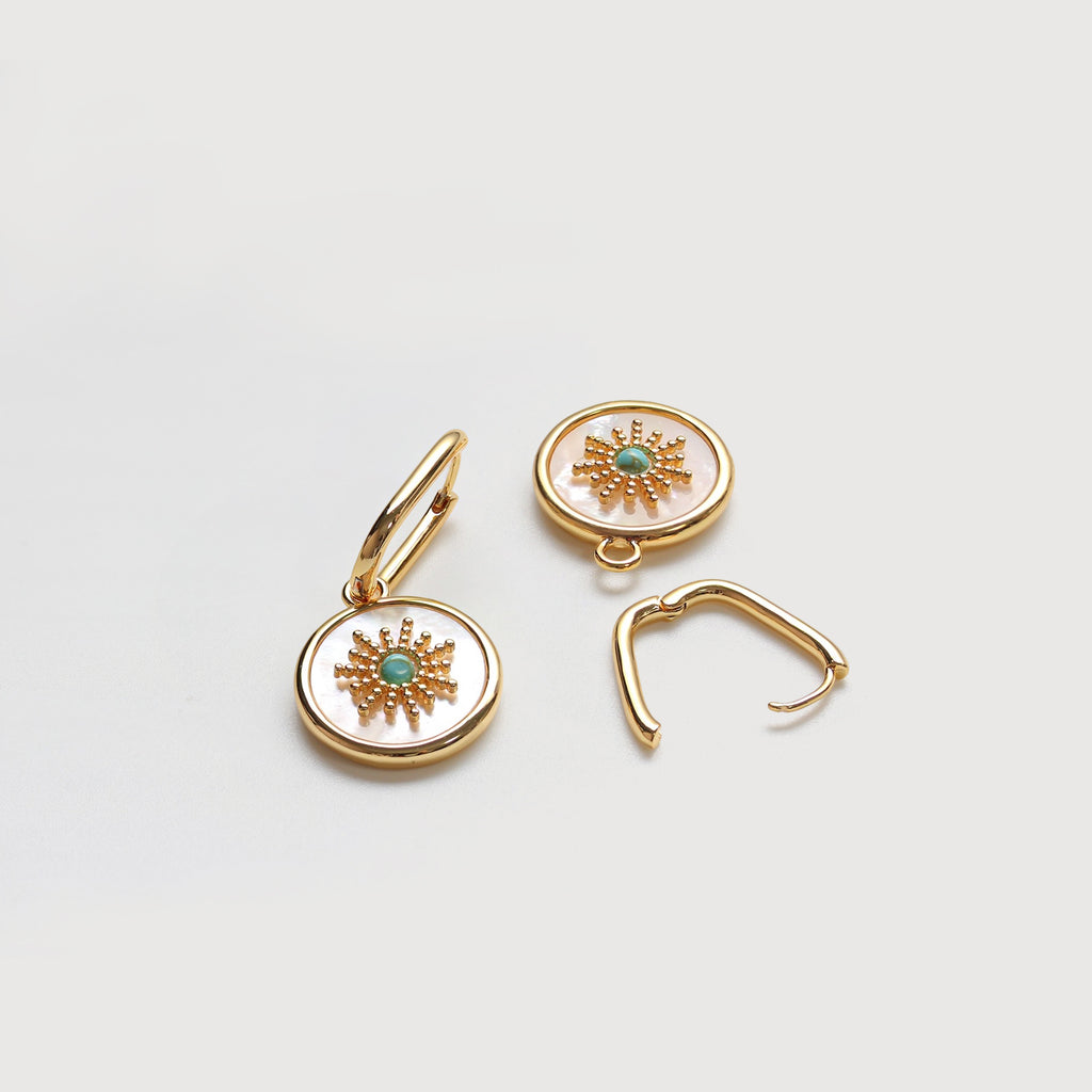 18K Gold-Plated Shell Sunburst Drop Earrings