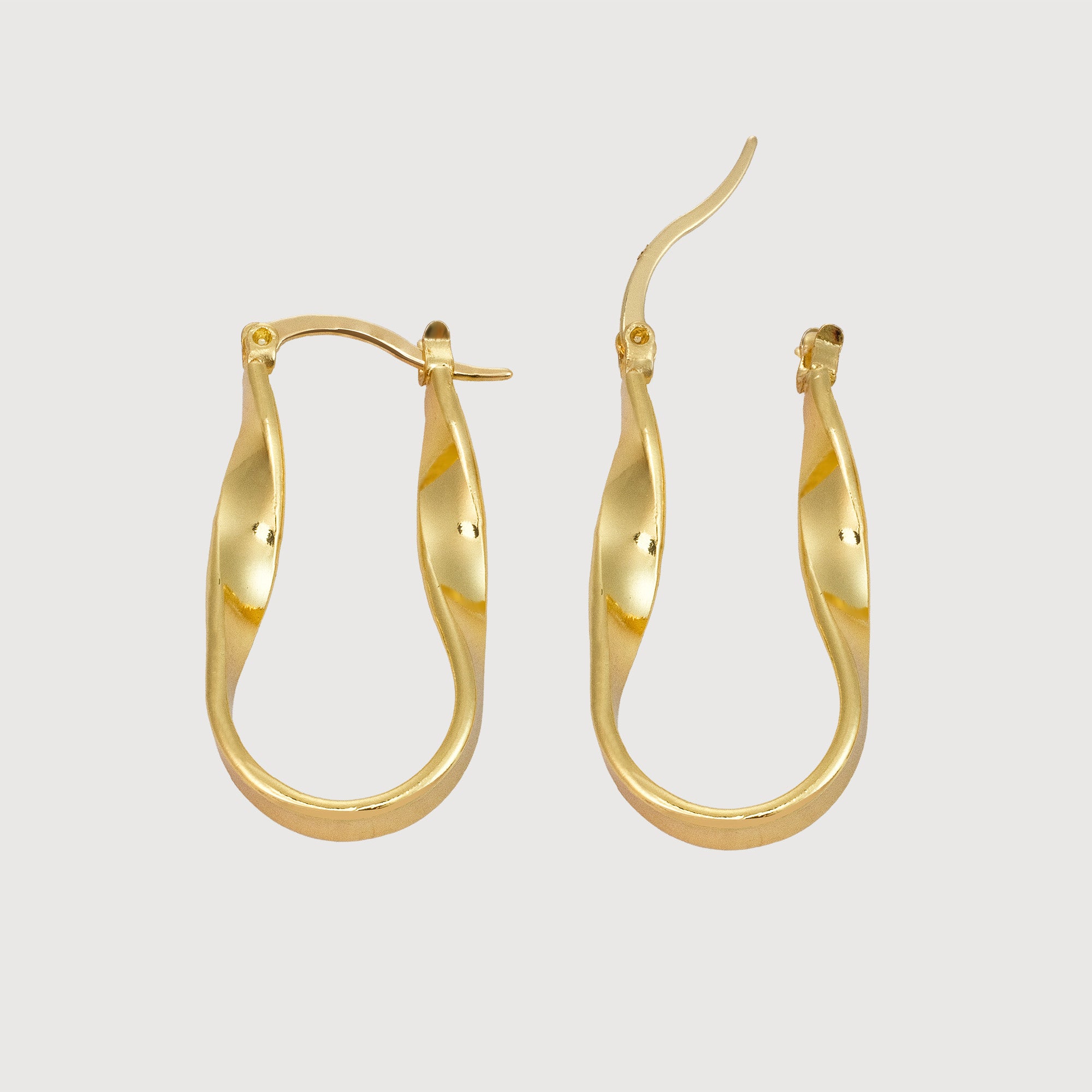 18K Gold-Plated Twisted Oval Hoop Earrings