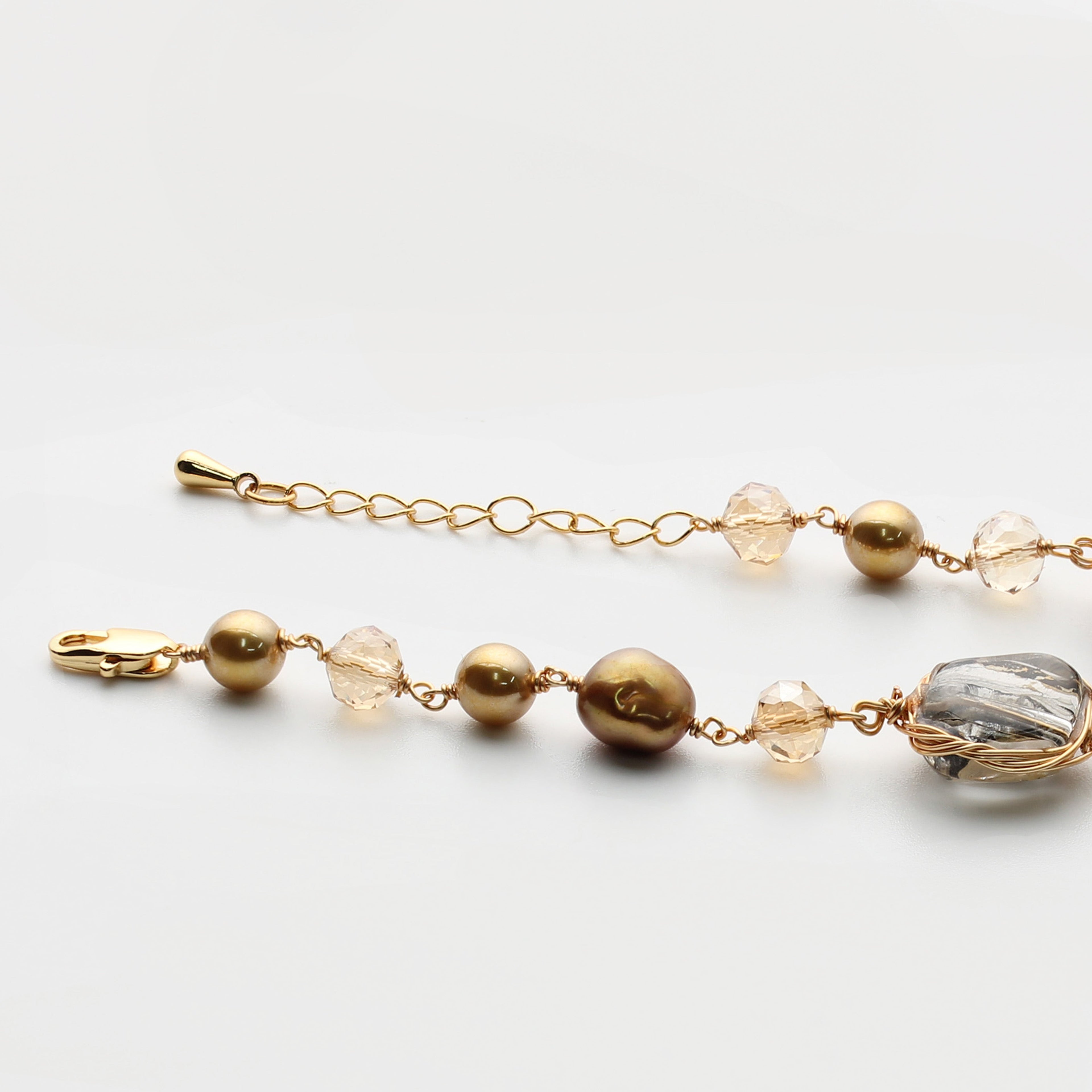 Freshwater Pearl & Crystal Link Bracelet