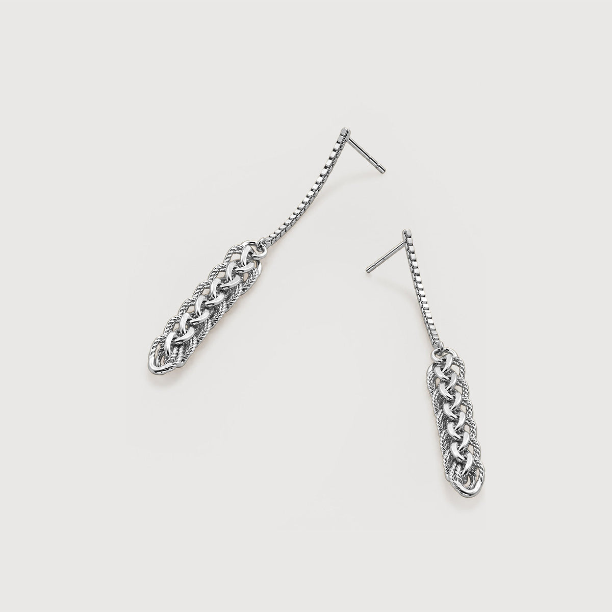 Layered Chain Drop Stud Earrings