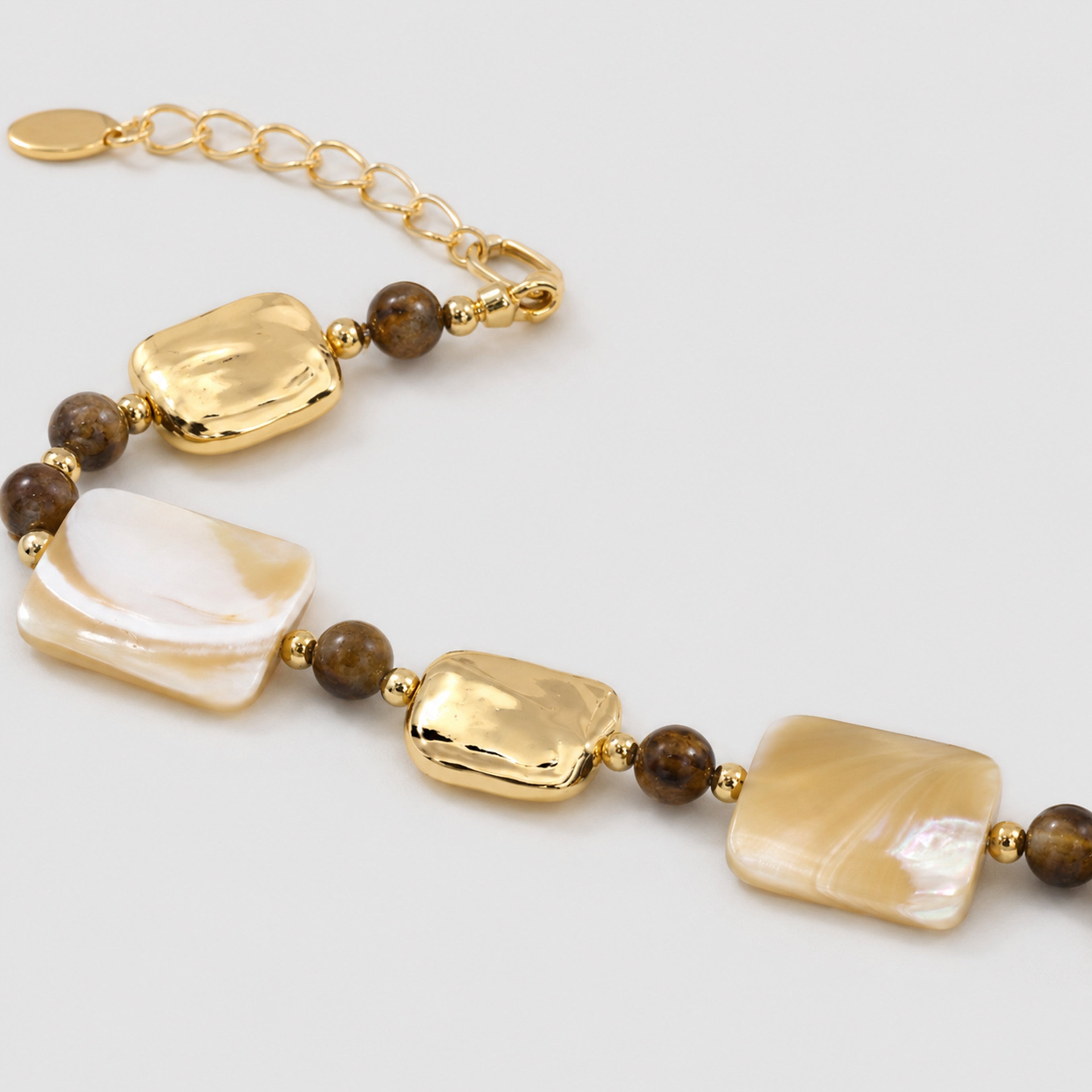 18K Gold-Plated Abalone & Tiger Eye Bracelet