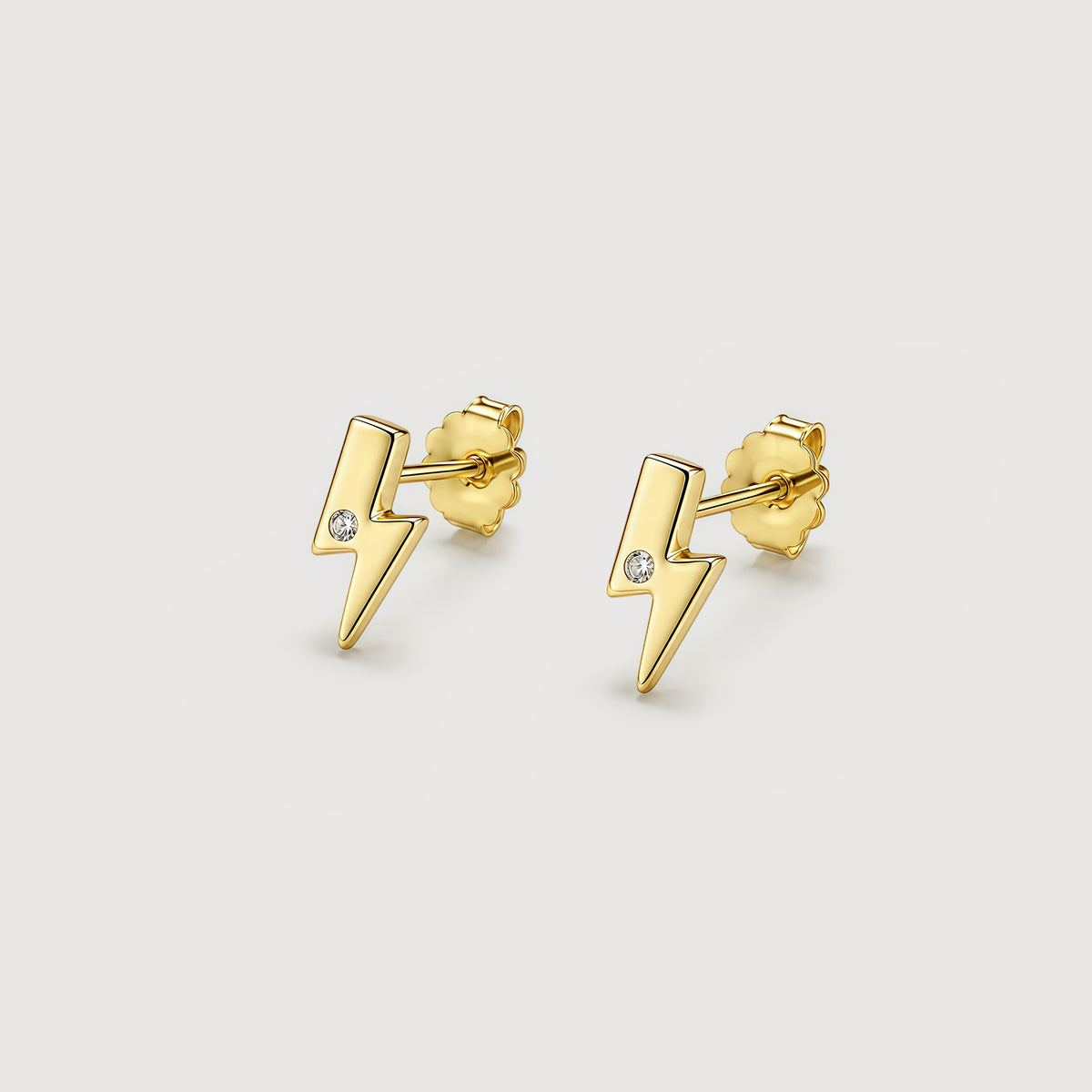 18K Gold-Plated S925 Lightning Bolt Stud Earrings