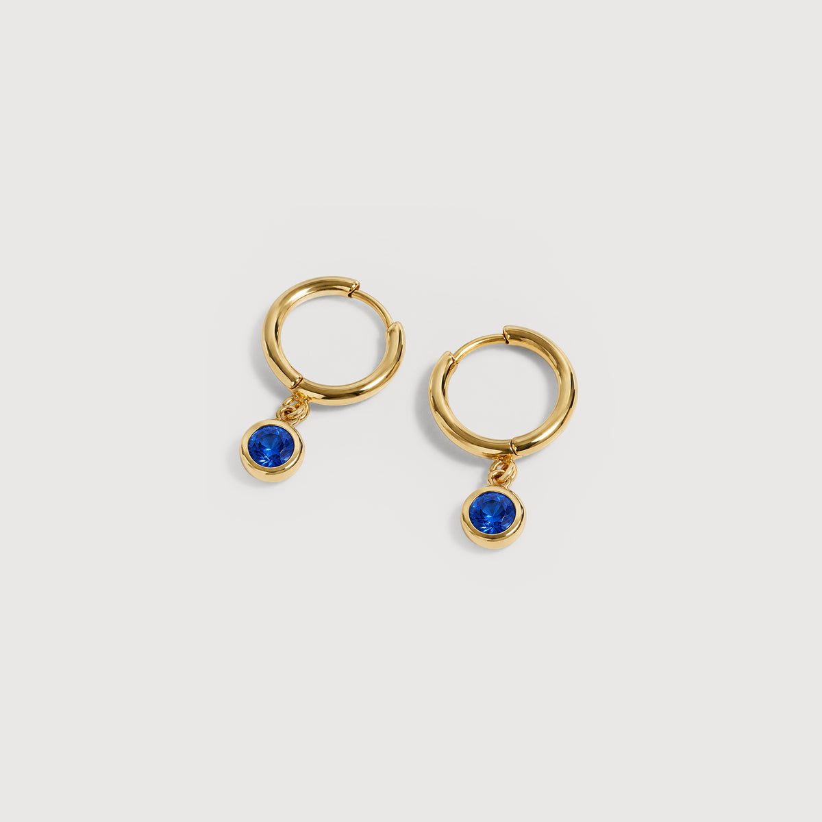 5A CZ Bezel Drop Huggie Hoop Earrings