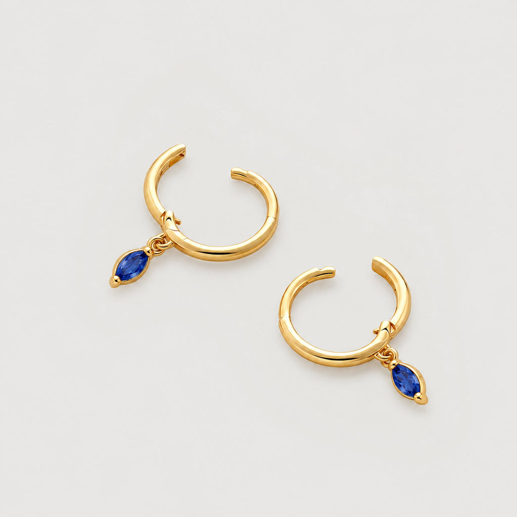 Marquise Natural Stone Huggie Earrings