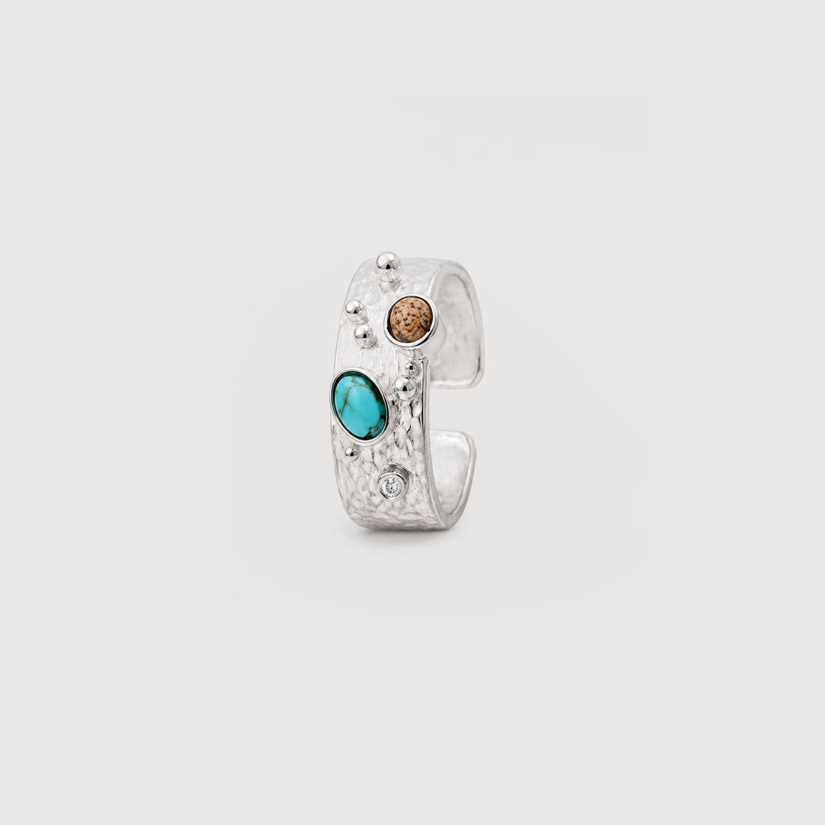 Turquoise Hammered Adjustable Copper Ring