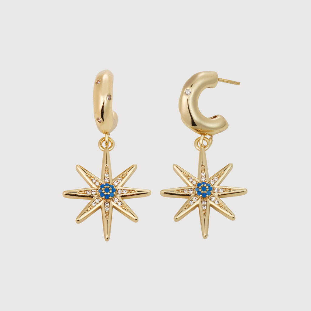 18K Gold-Plated Zircon Starburst Drop Earrings