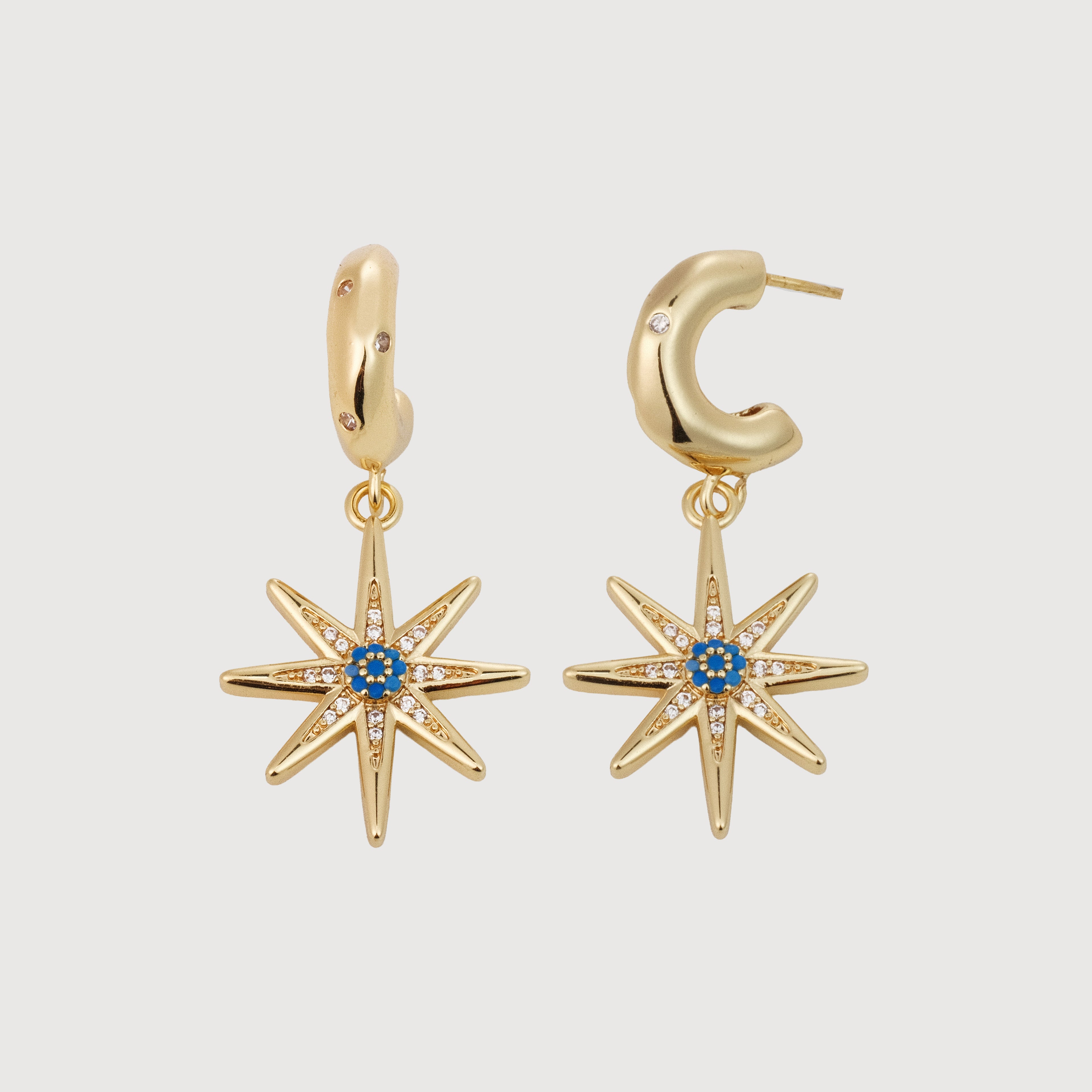 18K Gold-Plated Zircon Starburst Drop Earrings