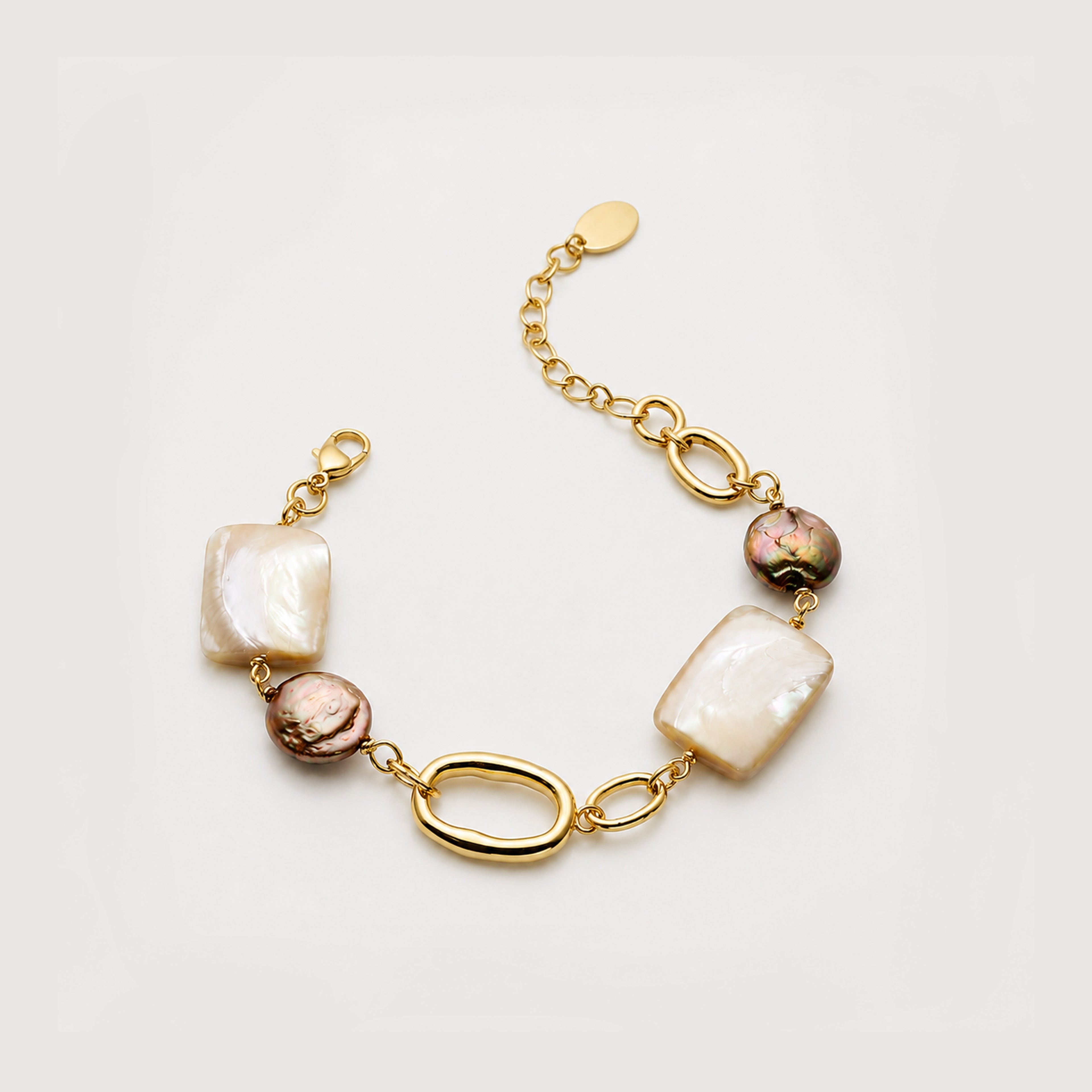 18K Gold-Plated Baroque Pearl Shell Bracelet