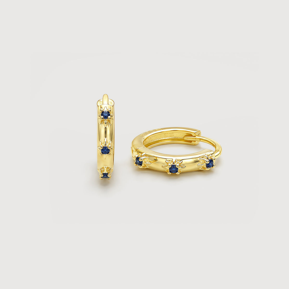 Blue Zircon S925 Sterling Silver Hoop Earrings