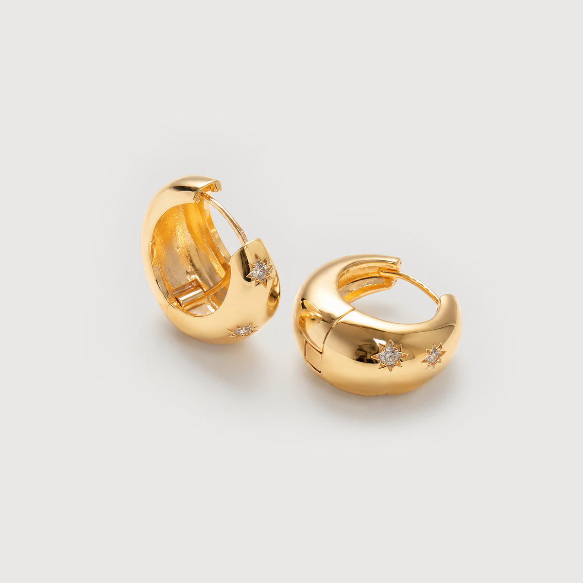 18K Gold-Plated Stainless Steel Zircon Hoop Earrings