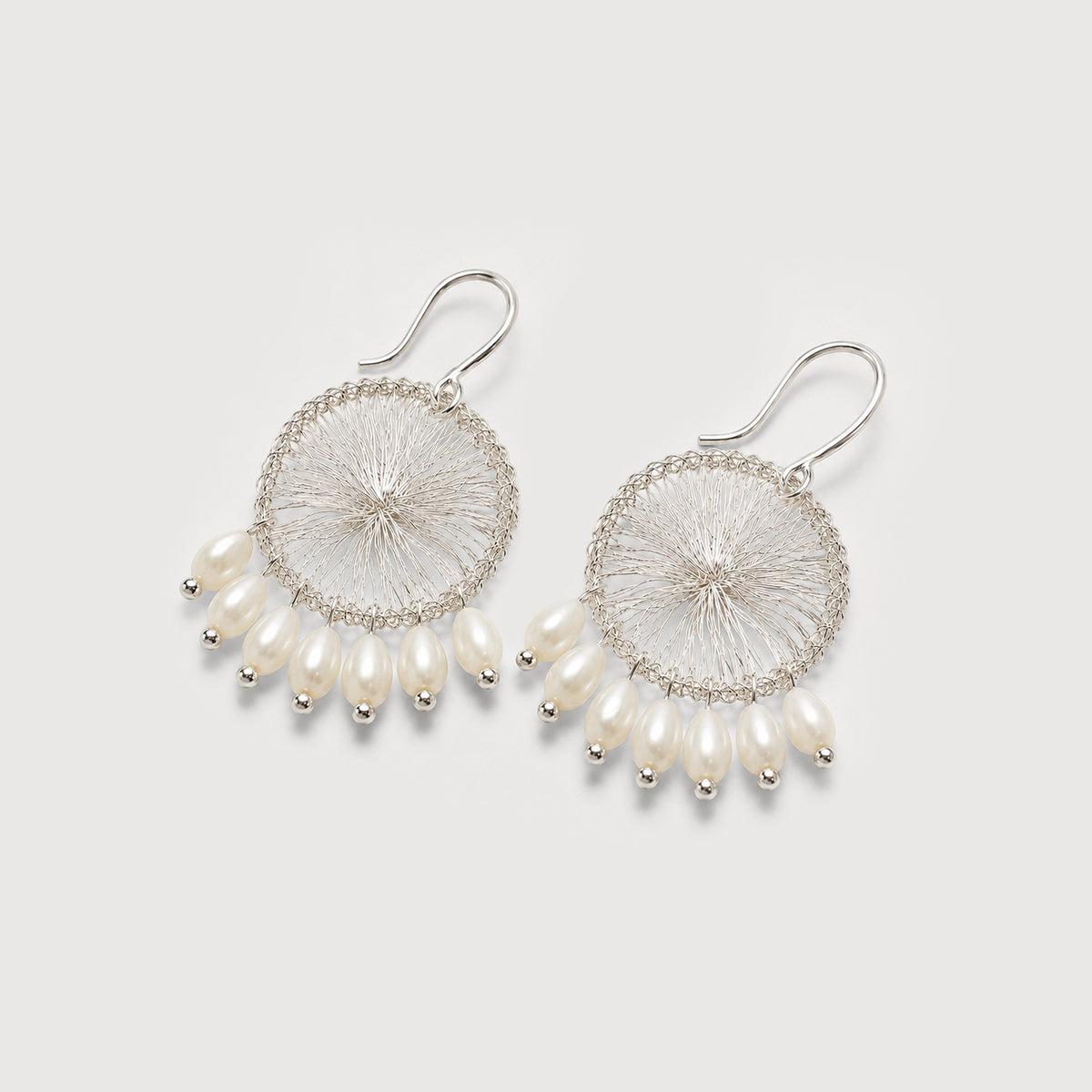 Wirework Pearl Fringe Drop Earrings