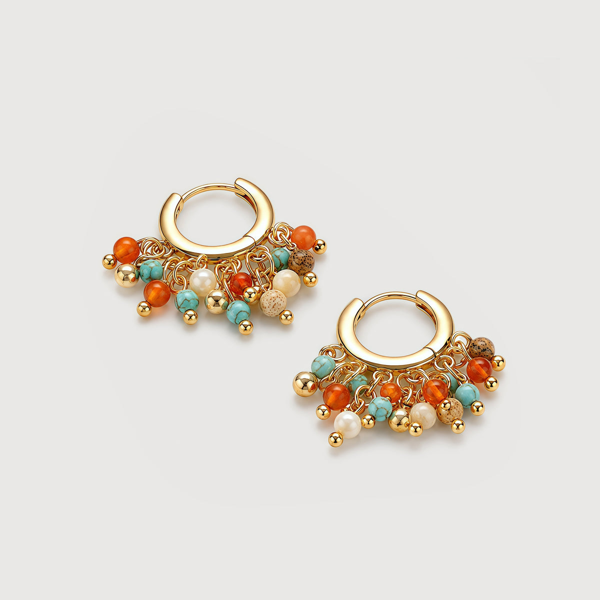 Turquoise Beaded Charm Hoop Earrings