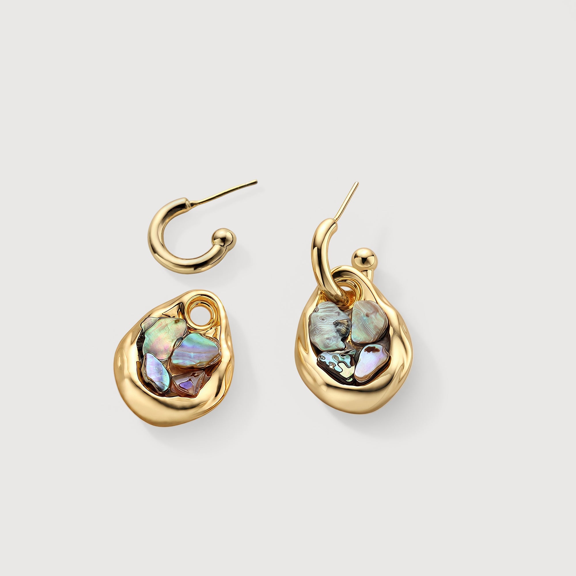 S925 Silver Abalone Shell Drop Hoop Earrings