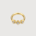 Triple Zircon Floral Huggie Hoop Earrings