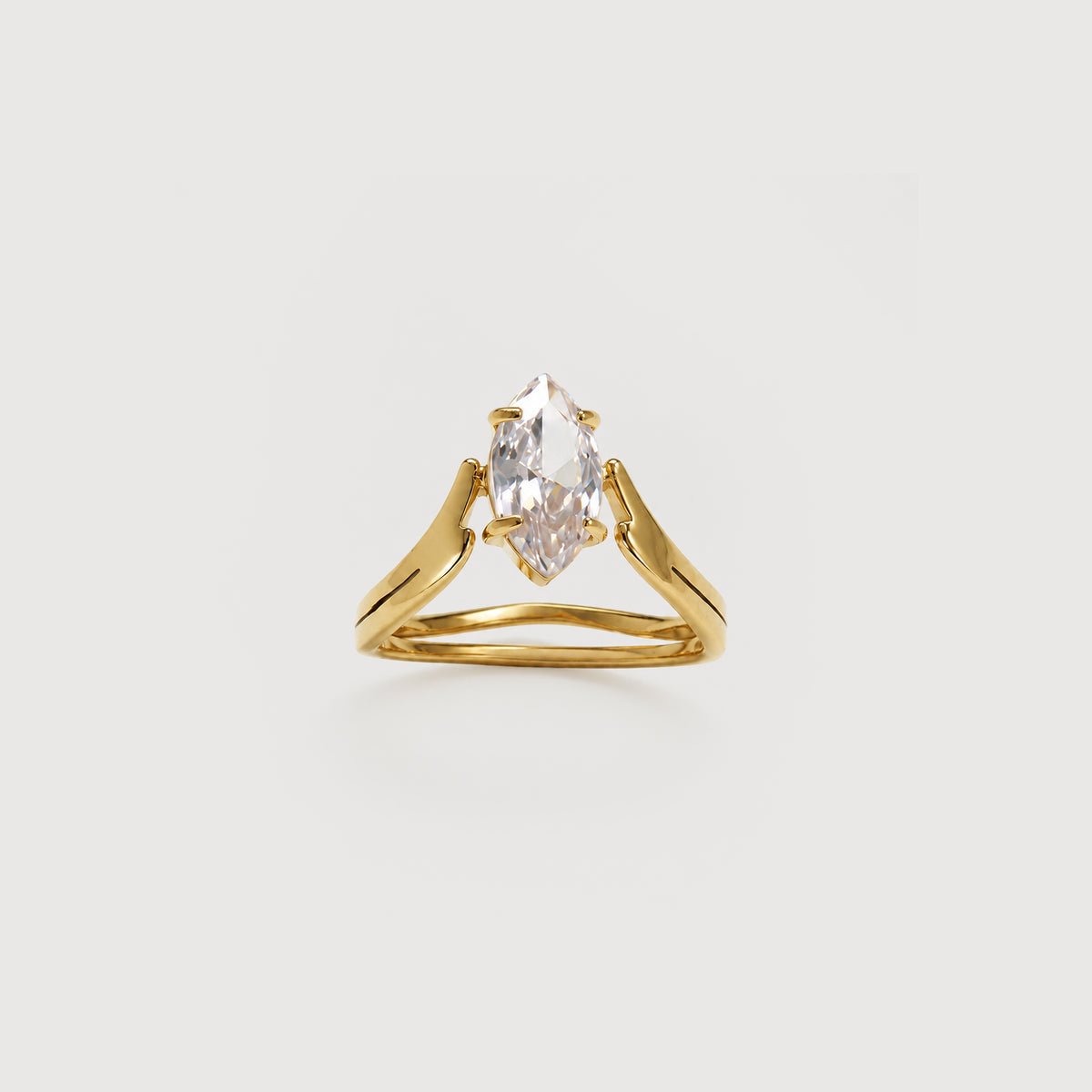 18K Gold-Plated Stainless Steel Marquise Zircon Ring