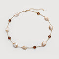 Gold-Plated Shell & Amber Crystal Necklace