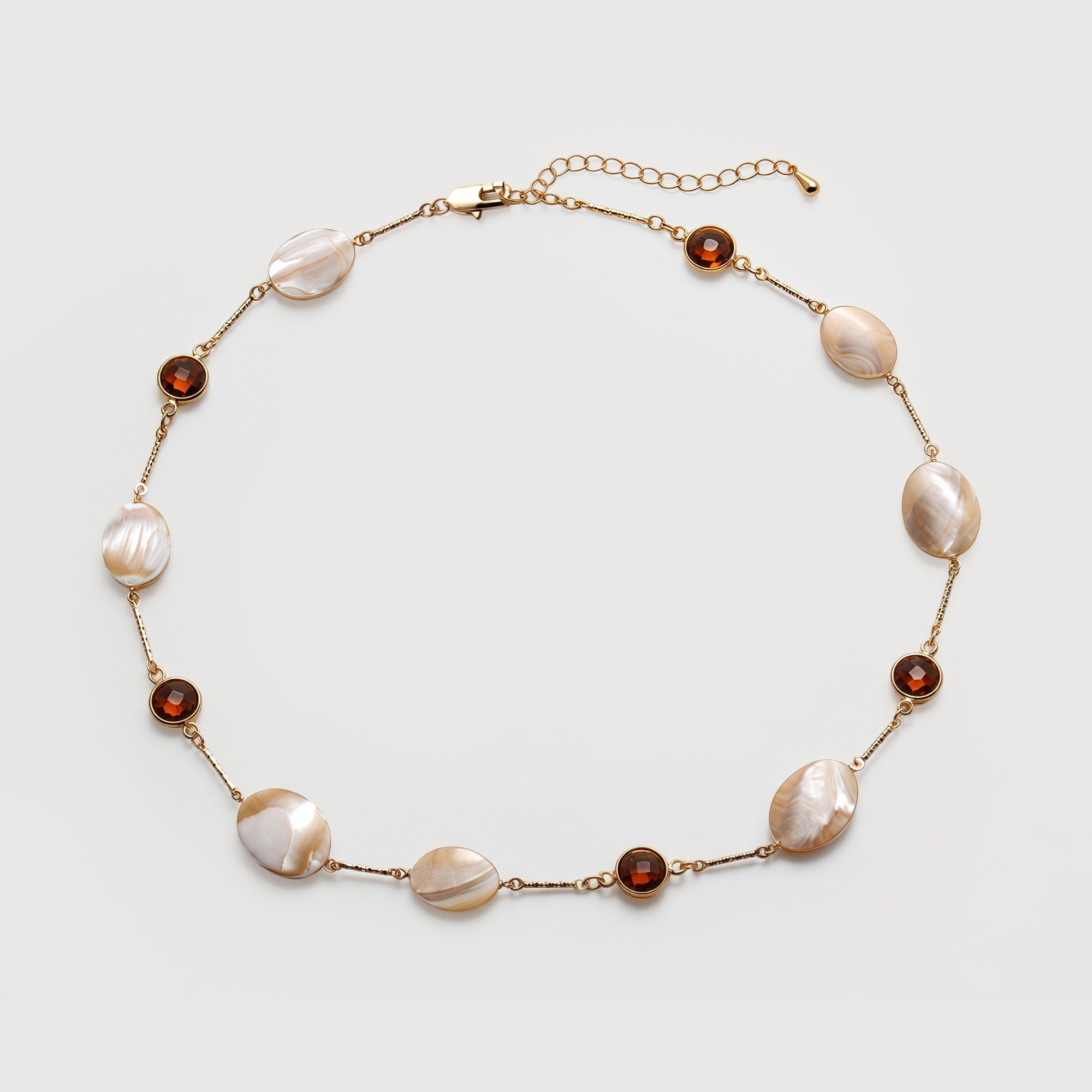 Gold-Plated Shell & Amber Crystal Necklace