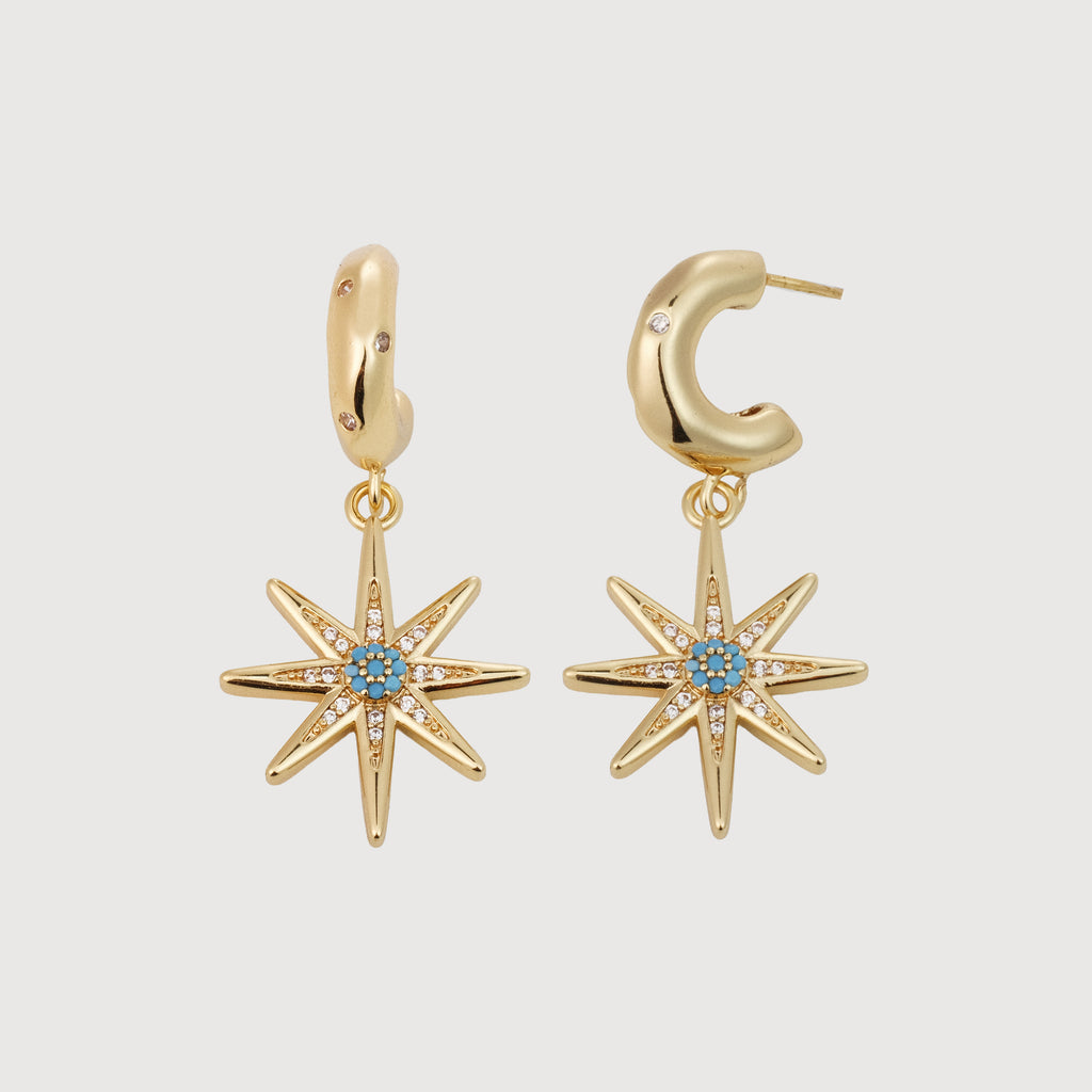 18K Gold-Plated Zircon Starburst Drop Earrings