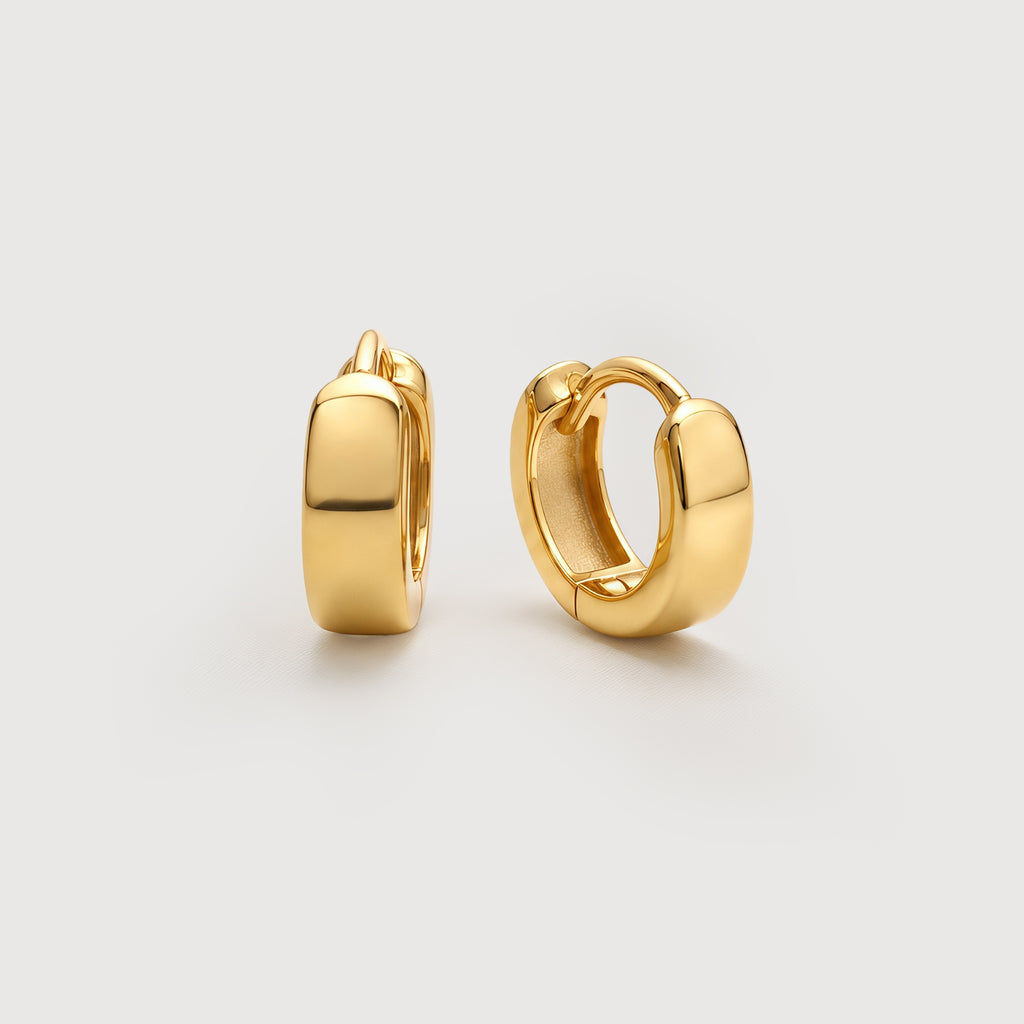 18K Gold-Plated S925 Rounded Huggie Hoop Earrings