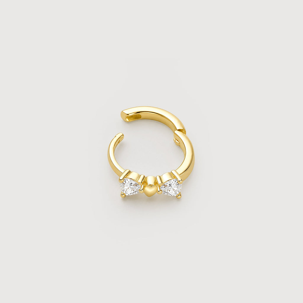 Heart & Pear CZ Huggie Hoop Earrings