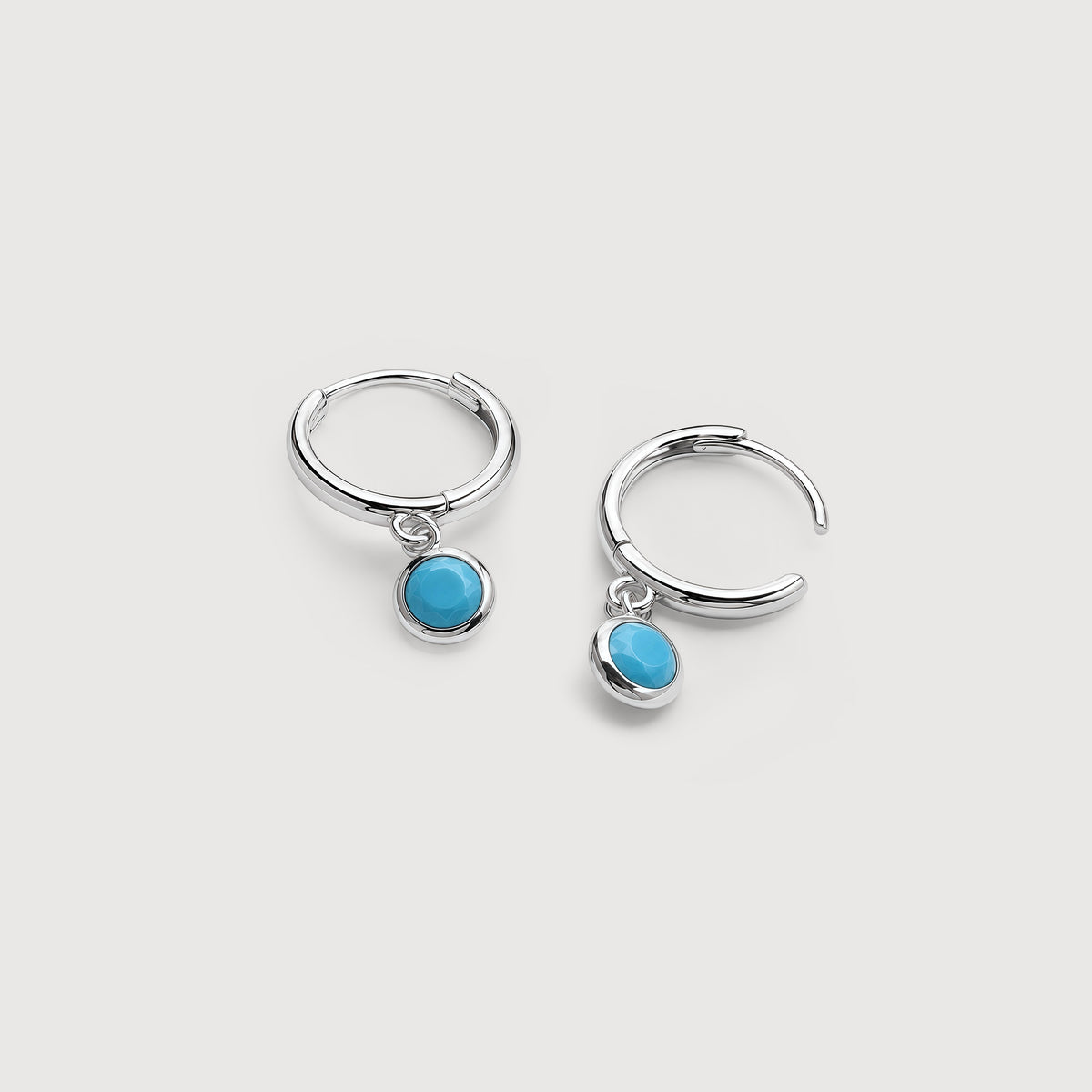 5A CZ Bezel Drop Huggie Hoop Earrings