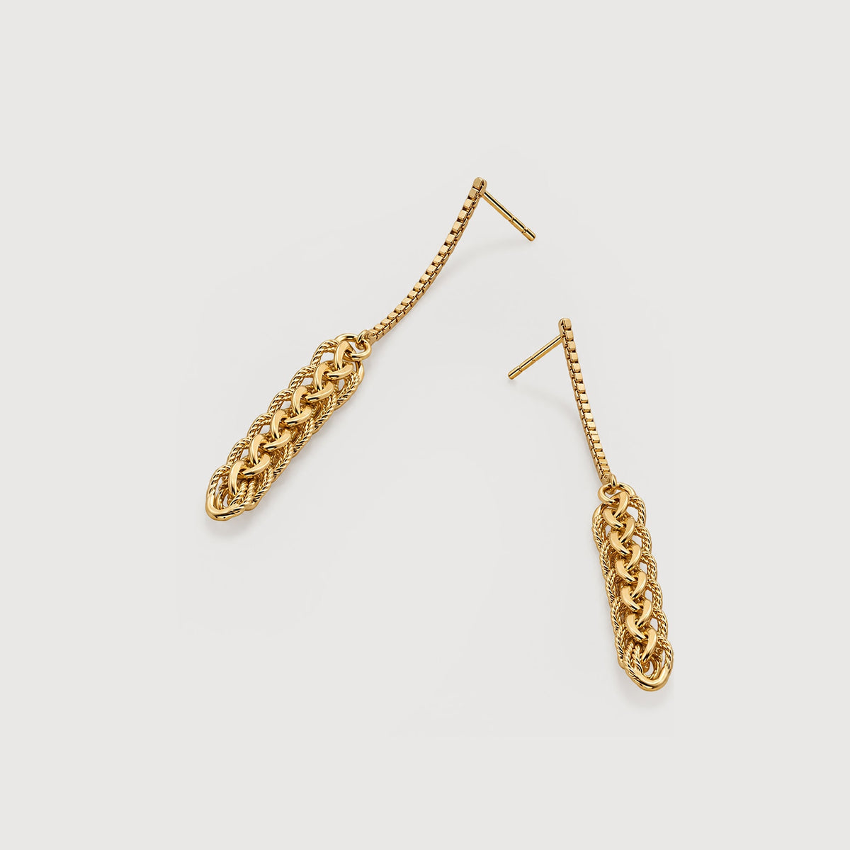 Layered Chain Drop Stud Earrings