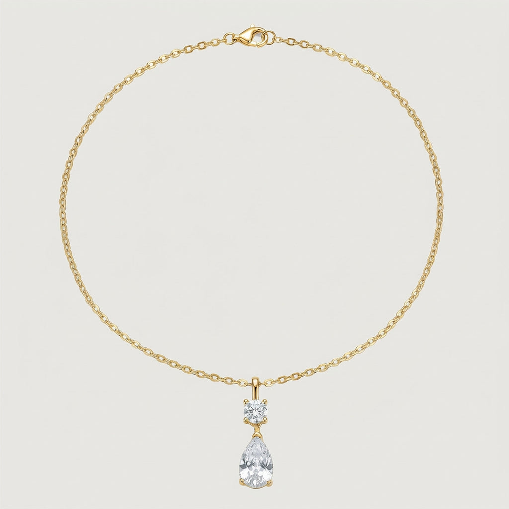 S925 Silver Round & Pear Necklace