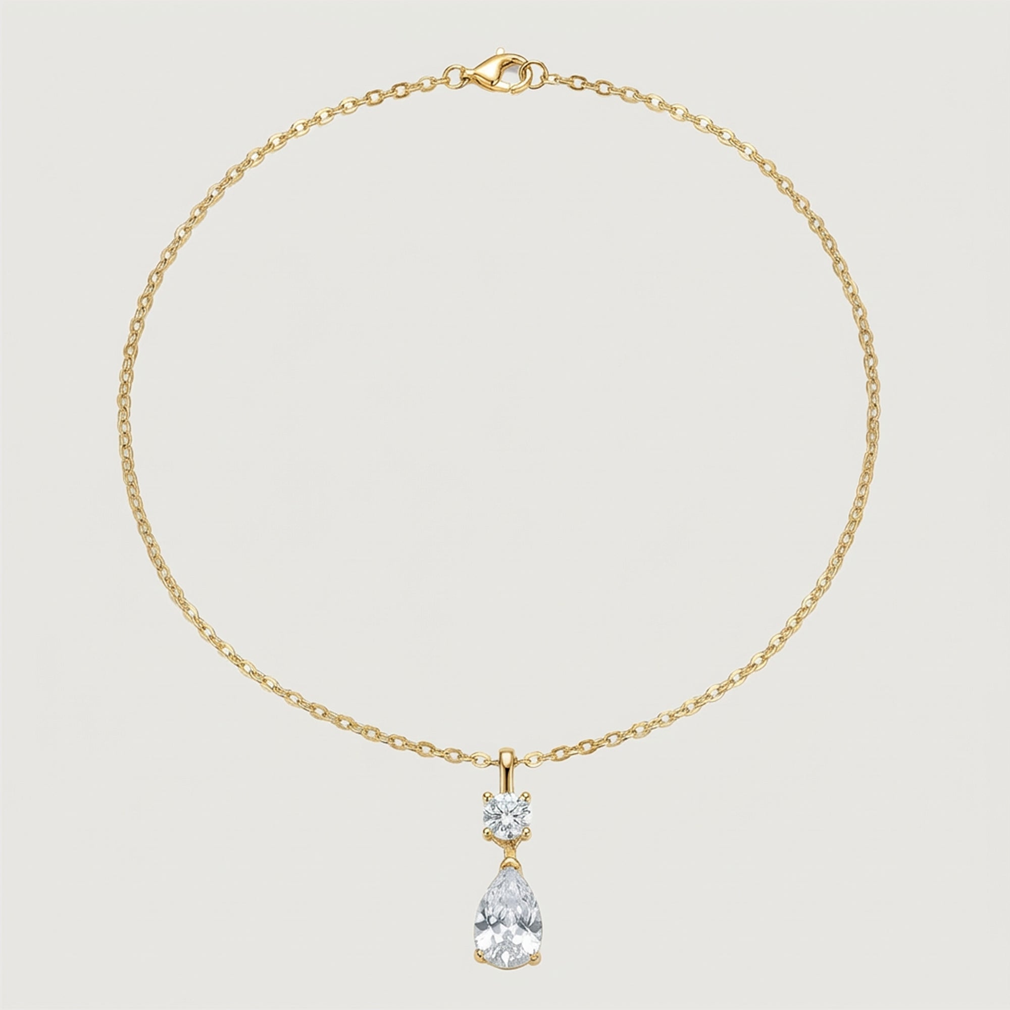S925 Silver Round & Pear Necklace