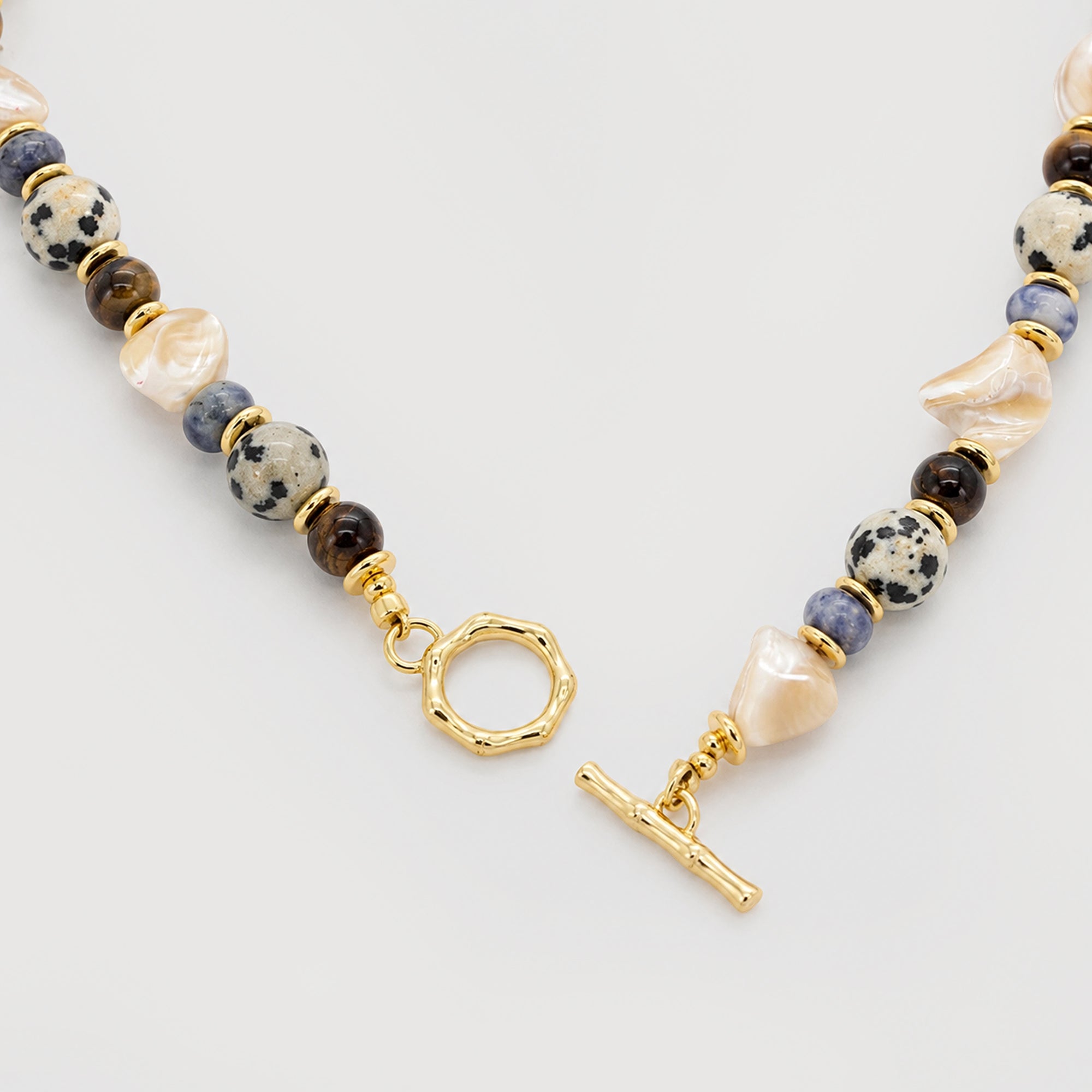 Mixed Stone and Irregular Shell Bead Necklace