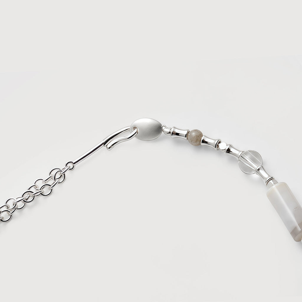 Silver-Tone Glass Crystal Beaded Necklace