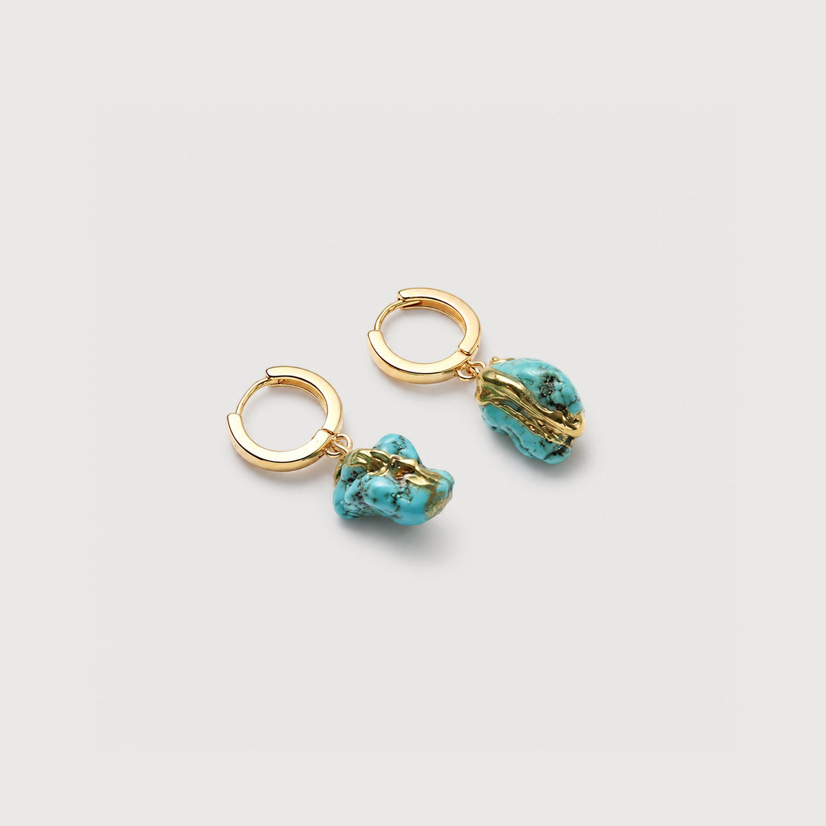 18K Gold-Plated Imitation Turquoise Drop Hoop Earrings