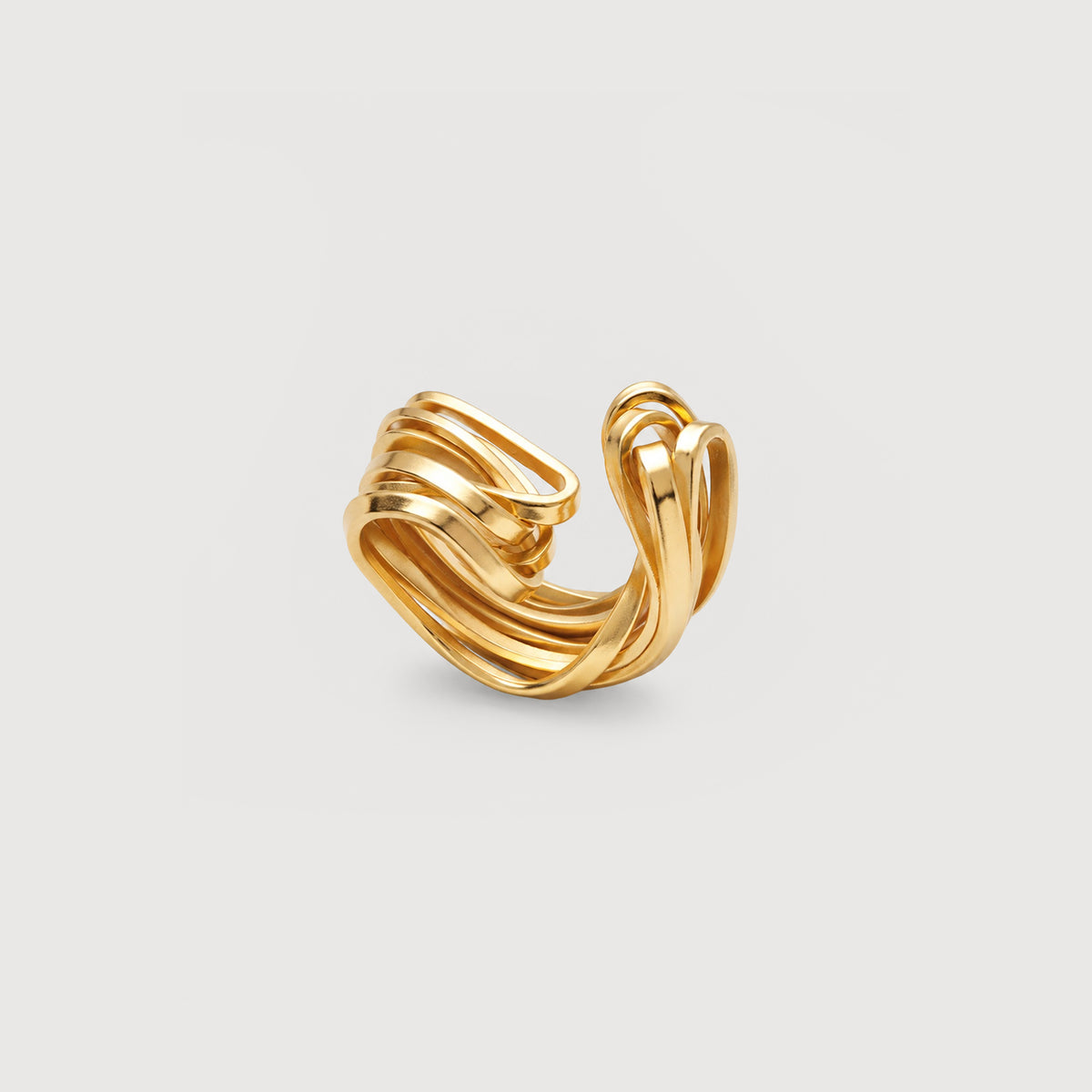 Real Gold-Plated Copper Alloy Sculptural Open Ring