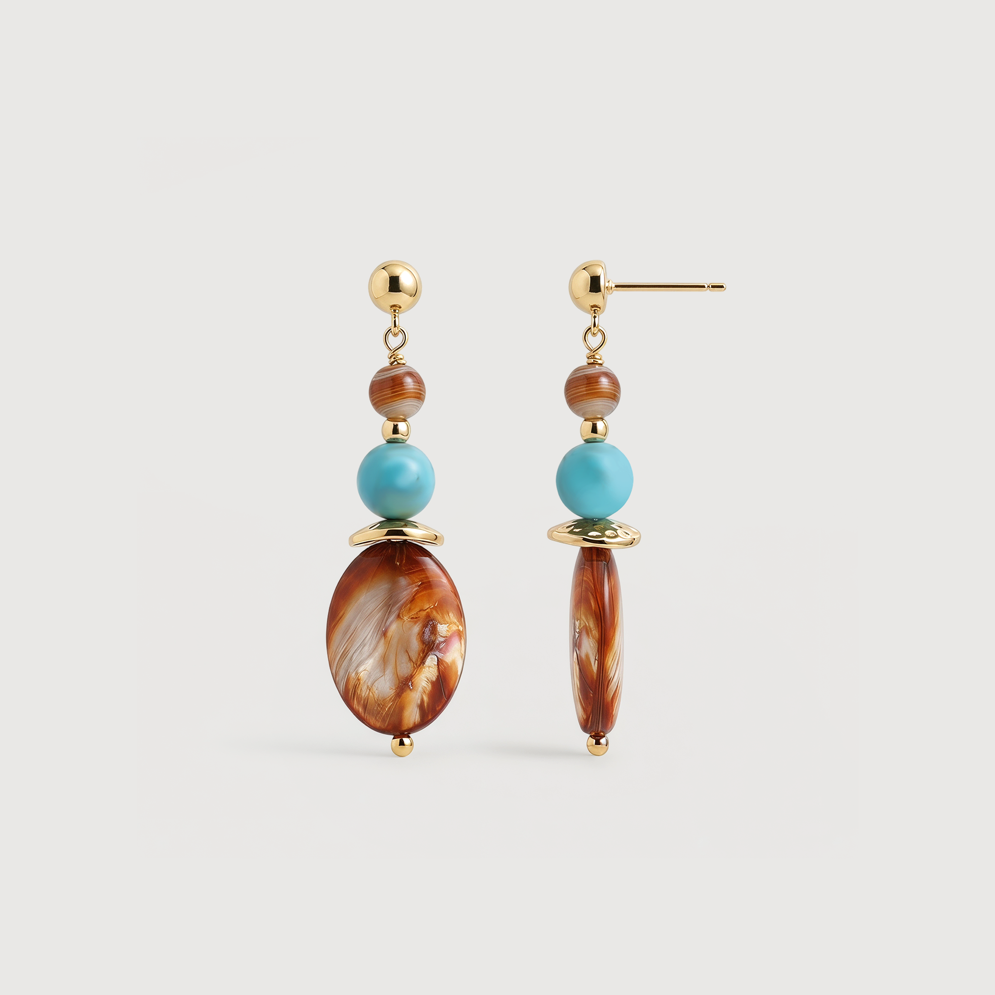 S925 Shell and Turquoise Bead Drop Earrings