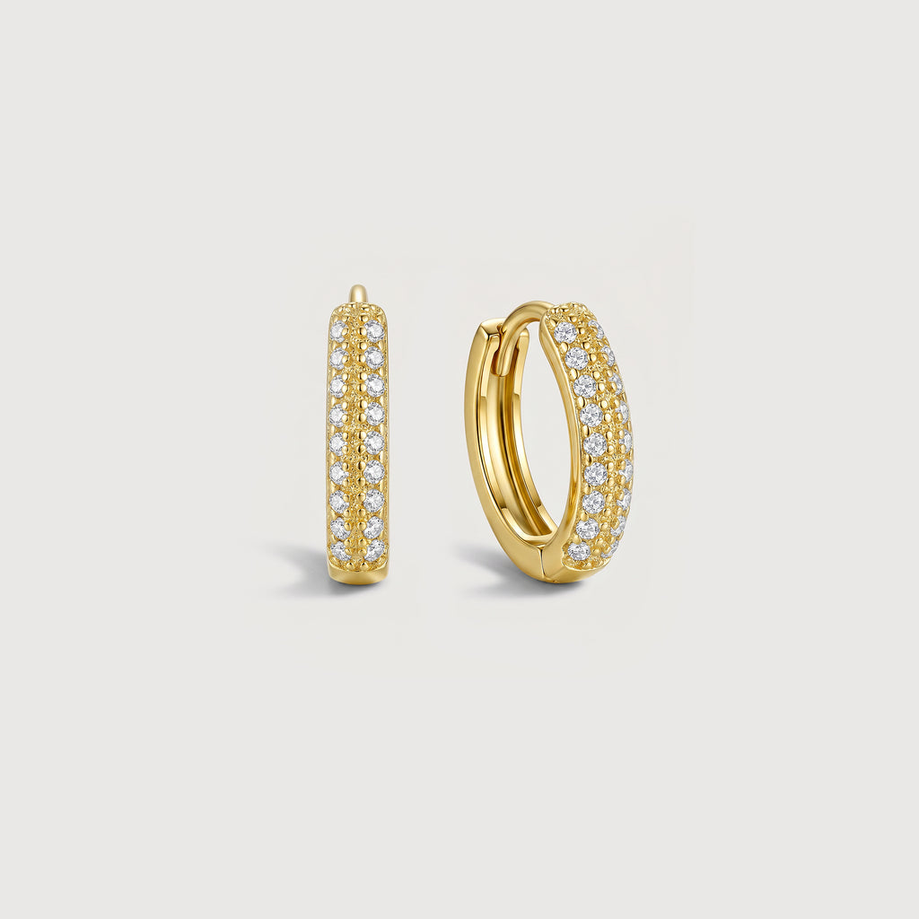 Gold-Plated Zircon Huggie Hoop Earrings