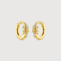 S925 Silver Zircon Leaf Huggie Hoop Earrings
