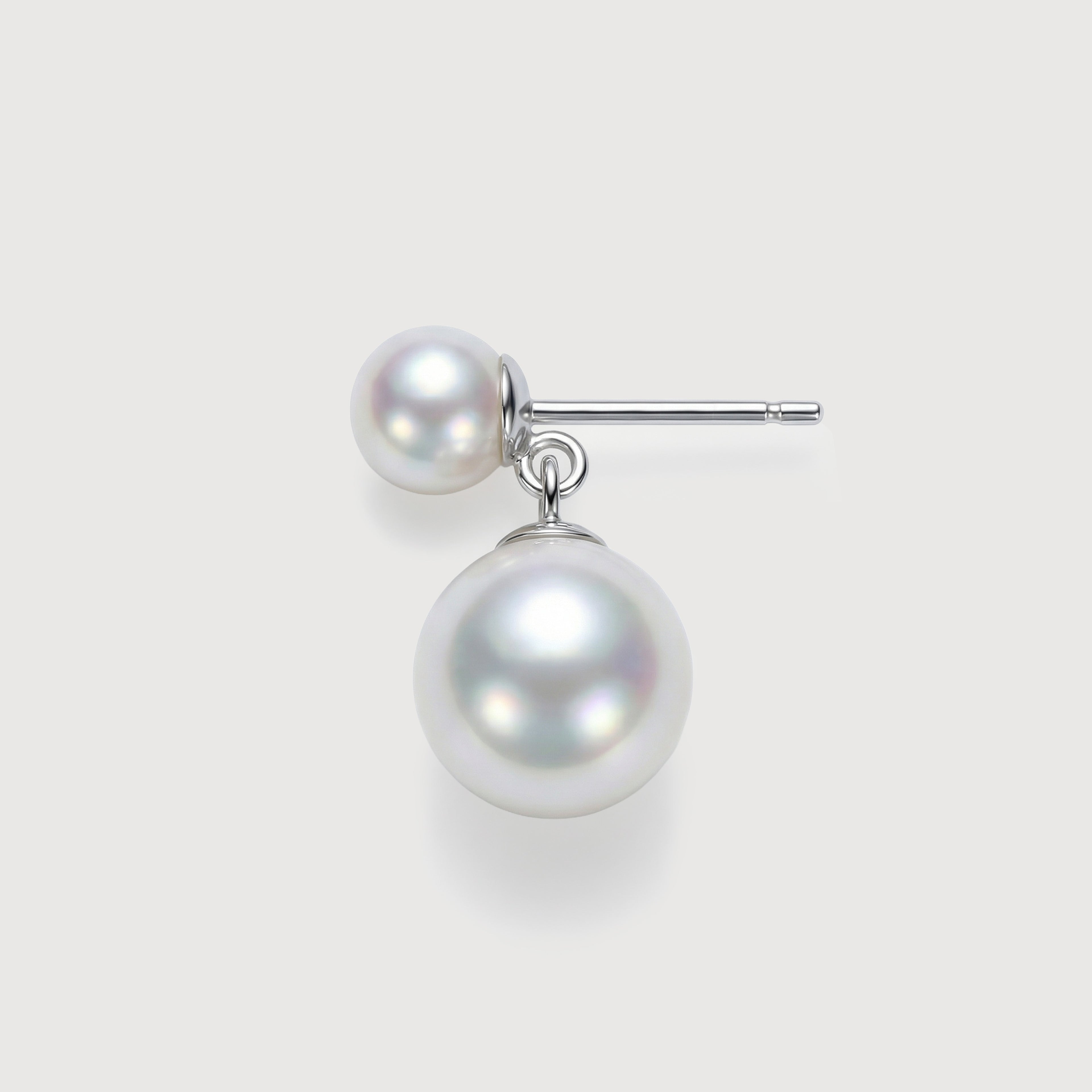 Double Pearl Drop Stud Earrings