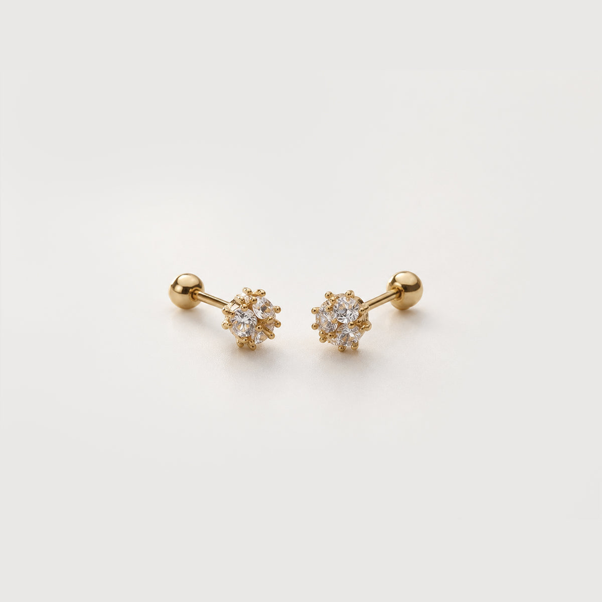 Gold-Plated S925 5A Zircon Floral Cluster Stud Earrings